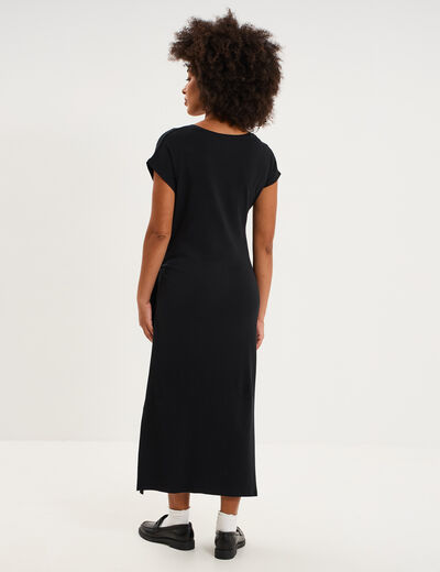 Robe de grossesse longue avec noeud noir femme maternit&eacute;