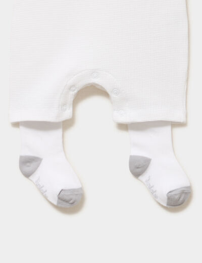 Ensemble combinaison short chaussettes blanc b&eacute;b&eacute;