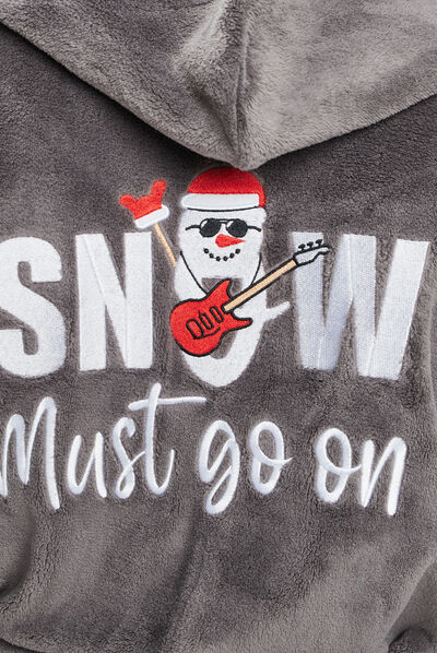 Peignoir de Noël à capuche gris homme