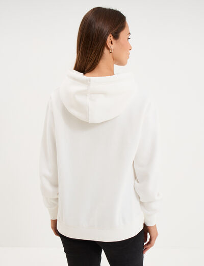 Sweat &agrave; capuche hoodie blanc femme