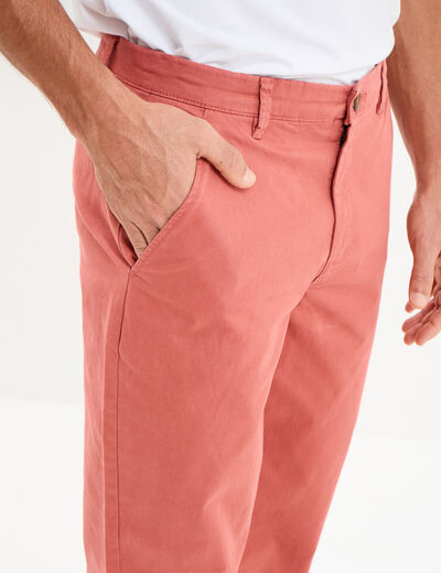 Pantalon chino droit stretch vieux rose homme