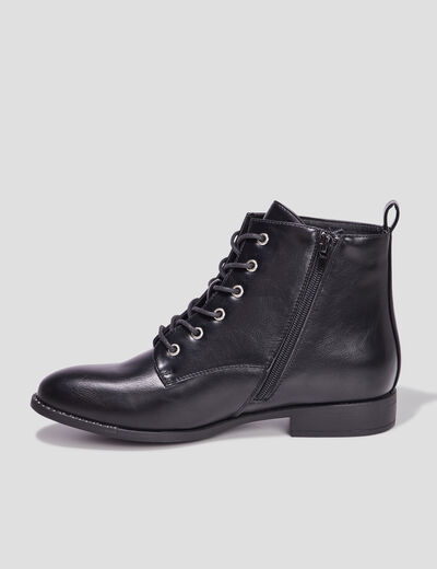 Bottines zippées à lacets noir femme