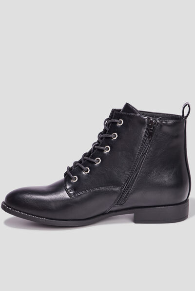 Bottines zippées à lacets noir femme