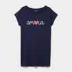 Chemise de nuit manches courtes coton bleu marine femme grande taille