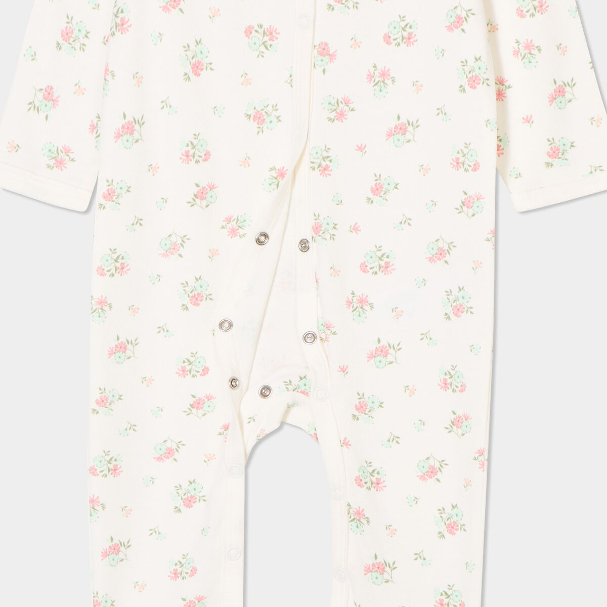 Dors-bien coton manches longues ecru bébé fille