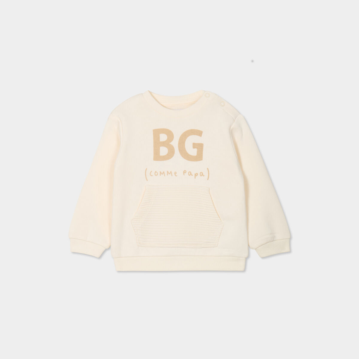 Sweat manches longues avec poche ecru b&eacute;b&eacute; gar&ccedil;on