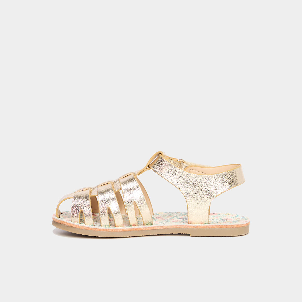 Sandales plates jaune or fille