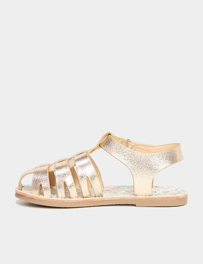 Sandales plates jaune or fille