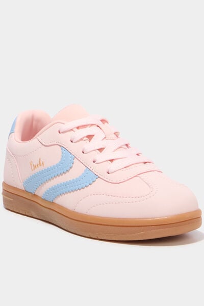 Baskets basses &agrave; lacets rose fille