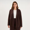 Veste courte col ch&acirc;le oversize marron fonc&eacute; femme grande taille