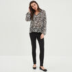Blouse col froncé à cordons et volants noir femme