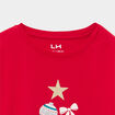 T-shirt &agrave; paillettes No&euml;l col rond coton rouge fille