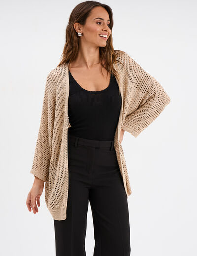 Gilet oversize chauve-souris mi-long jaune or femme