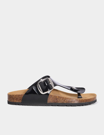 Mules plates entredoigts noir femme