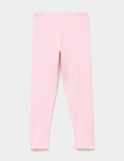 Legging long coton taille &eacute;lastiqu&eacute;e rose clair fille