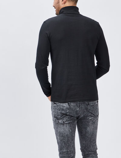 T-shirt col roulé manches longues noir homme