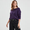 Pull manches 3/4 chauve-souris violet foncé femme