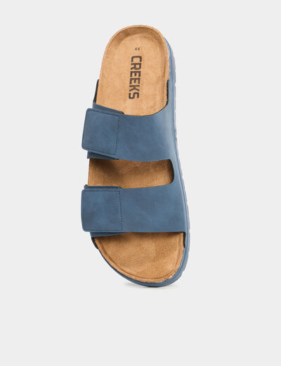 Mules à scratchs bleu marine homme