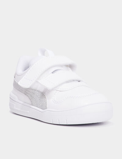 Tennis basses à scratchs Puma Multiflex blanc bébé fille