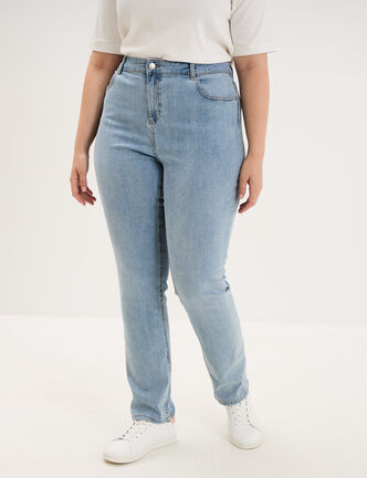 Jeans droit taille haute denim triple stone femme grande taille