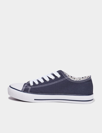 Tennis en toile à lacets bleu marine femme