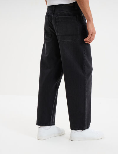 Jeans baggy 5 poches coton denim noir homme