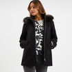 Manteau zipp&eacute; capuche fausse fourrure noir femme
