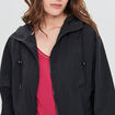 Blouson droit à capuche noir femme