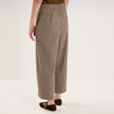 Pantalon droit cropped taille haute marron femme