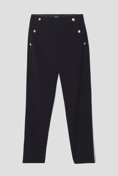 Pantalon droit à pont 2 poches Mosquitos noir femme