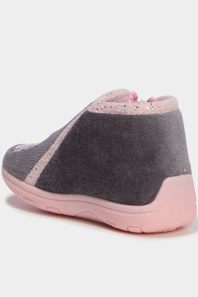 Chaussons botillons effet velours rose b&eacute;b&eacute; fille