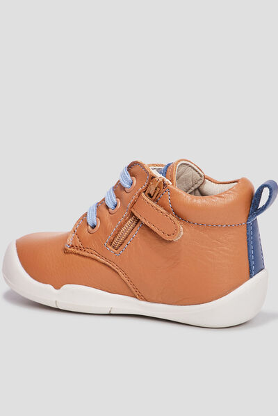 Bottillons en cuir Wazzap camel bébé garçon