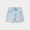 Short en jean d&eacute;chir&eacute; coton denim bleach femme