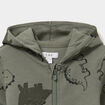 Sweat zipp&eacute; &agrave; capuche coton vert kaki b&eacute;b&eacute; gar&ccedil;on