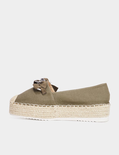Espadrilles plateformes à boucle Liberto vert kaki femme