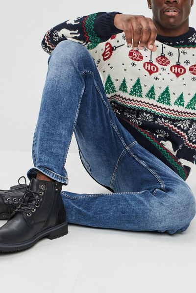 Pull de Noël manches longues multicolore homme