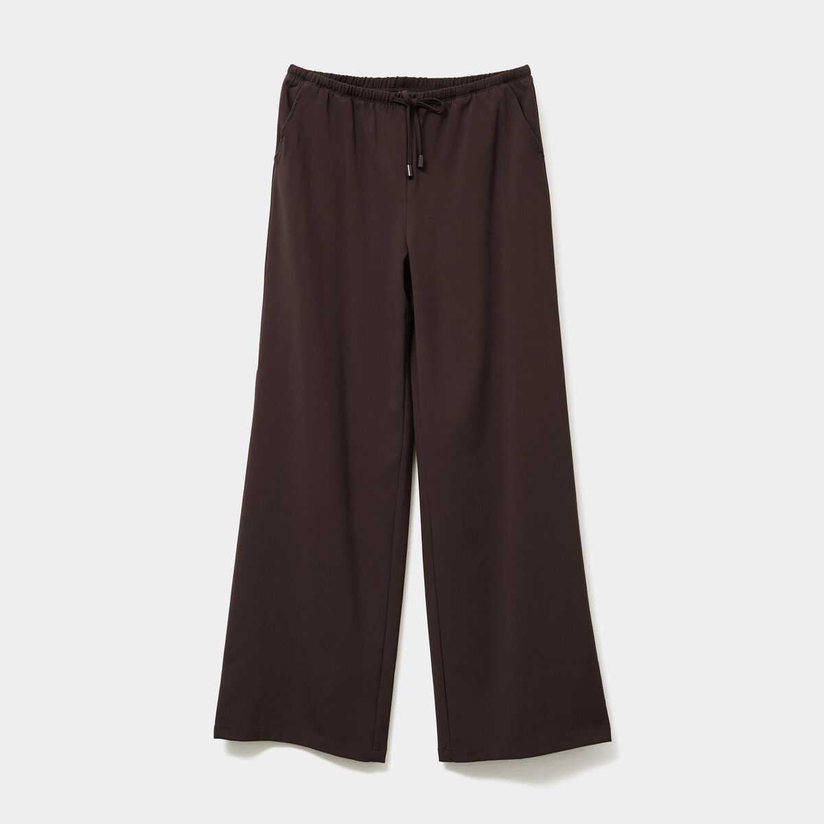 Pantalon large &eacute;lastiqu&eacute; marron fonc&eacute; femme