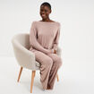 Ensemble pyjama t-shirt et pantalon marron clair femme