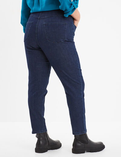 Jeans straight 7/8ème taille haute denim blue black femme grande taille