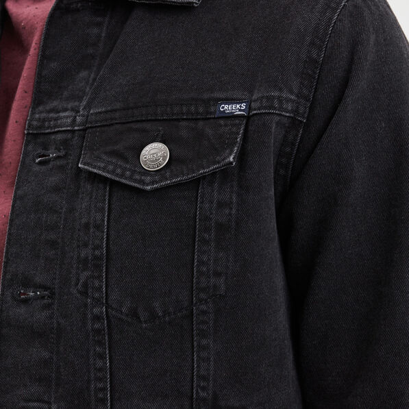 veste droite boutonnee en jean creeks denim noir homme Veste droite boutonnée en jean Creeks denim noir homme