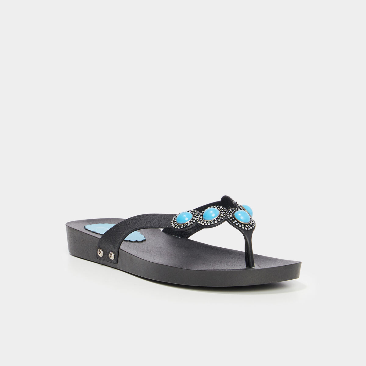 Tongs à détails bijoux Wamea Beach noir femme