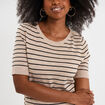 Pull manches courtes col rond beige femme