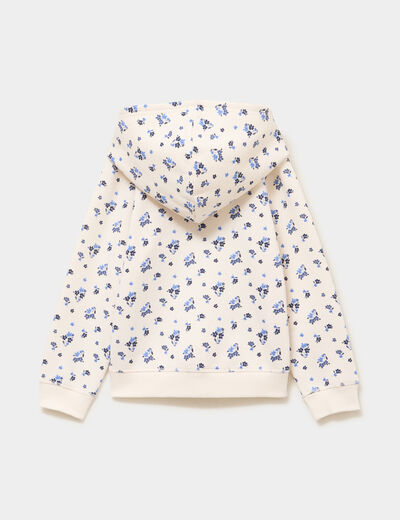 Sweat zipp&eacute; &agrave; capuche ecru fille
