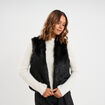 Veste fausse fourrure sans manches noir femme