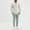 Pull avec col camionneur côtelé beige homme