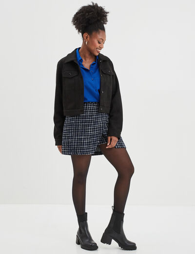 Jupe-short droite bleu foncé femme