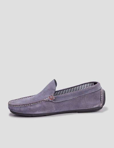 Mocassins en cuir bleu homme