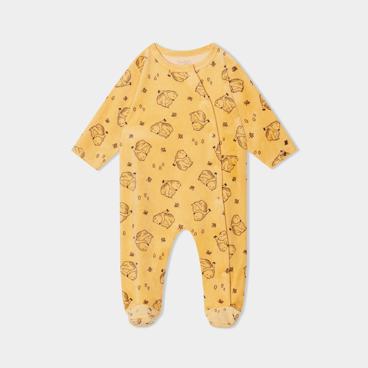 Pyjama dors-bien col rond effet polaire jaune bébé