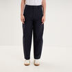 Pantalon ballon taille haute bleu fonc&eacute; femme