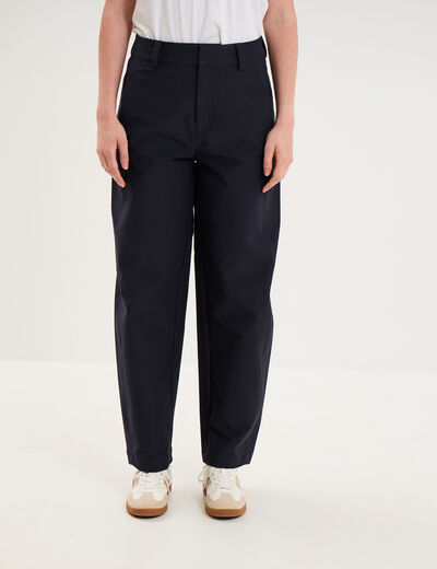 Pantalon ballon taille haute bleu fonc&eacute; femme
